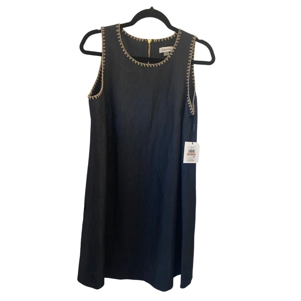 Calvin Klein size 12 dark denim look a-line dress NWT #NWT #calvinklein #denim